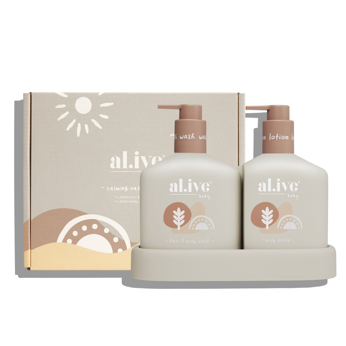 al.ive body baby duo in calming oatmeal, wash and lotion with gift box