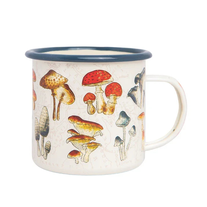 Gentlemen's Hardware enamel mug with illustrated mushrooms, 16 fl oz