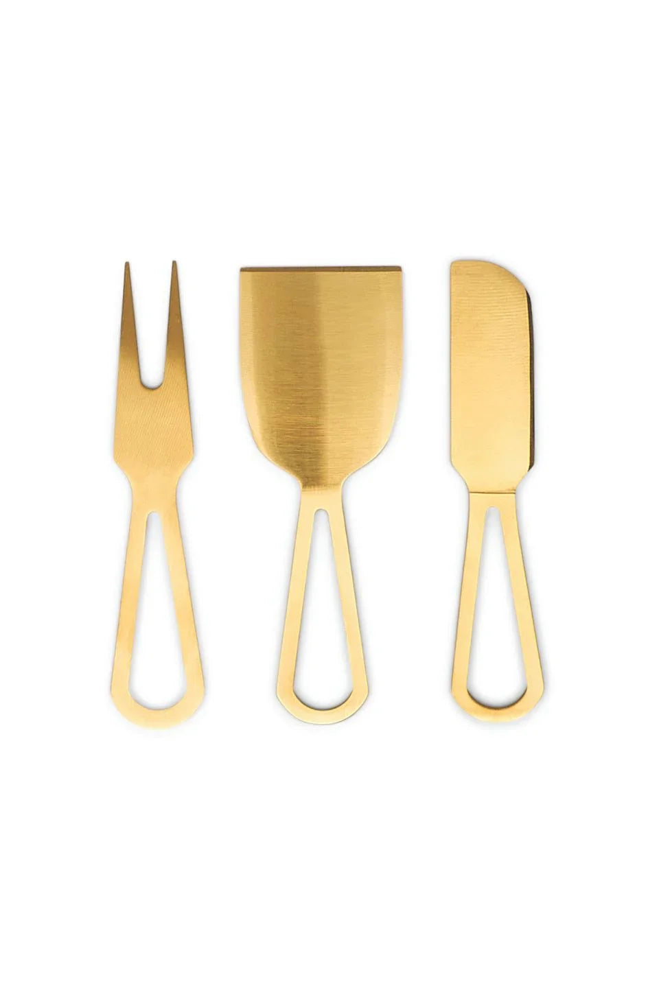 The Jett three-piece gold cheese knife set