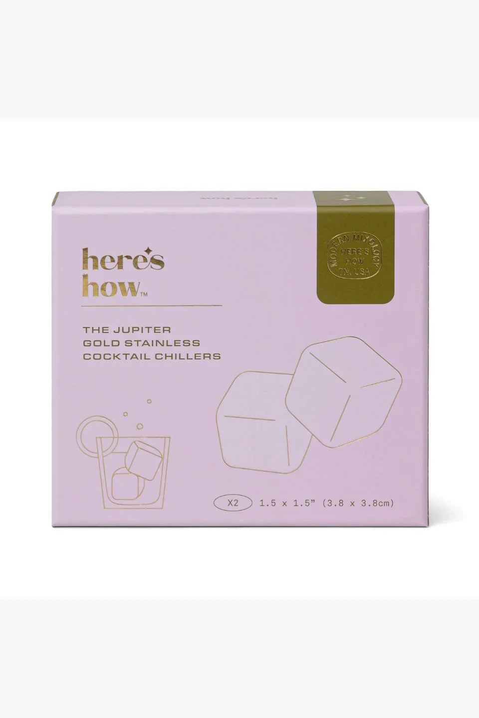 Jupiter gold cocktail chillers set of 2 in lilac gift box
