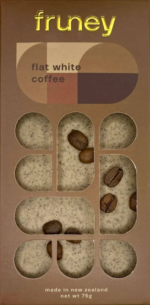 Fruney flat white chocolate bar, NZ-made