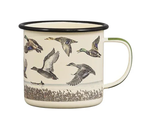 Gentlemen's Hardware enamel mug with ducks over a lake, 16 fl oz