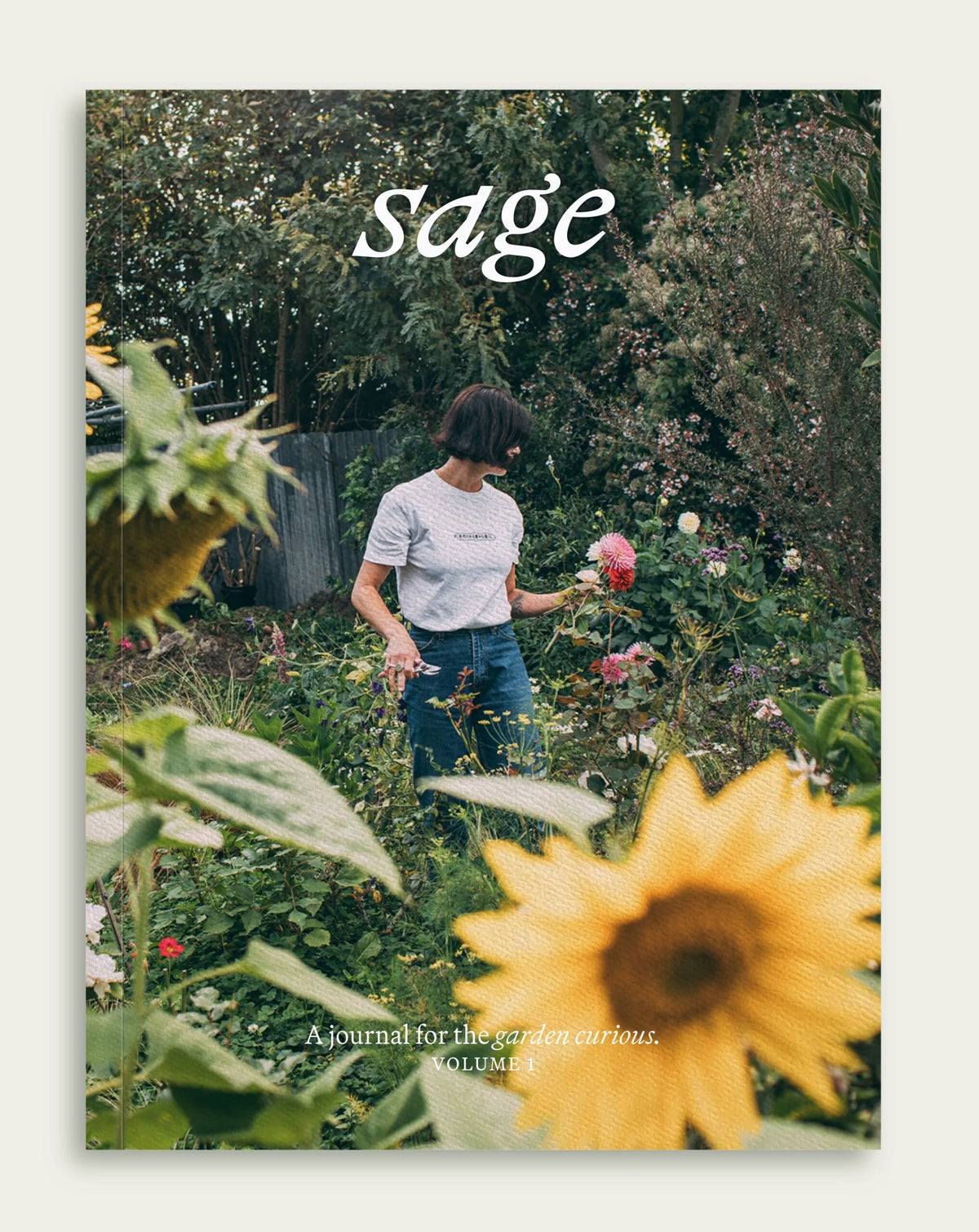 Sage Journal Vol 1 cover with sunflower garden photo
