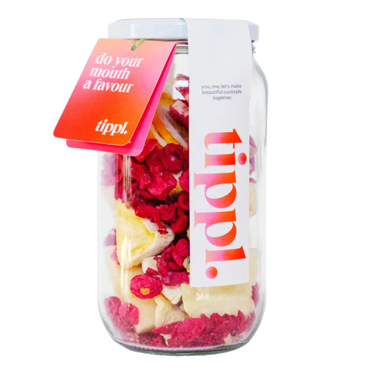 Tippl Rosebud cocktail infusion kit jar with dried fruit and petals