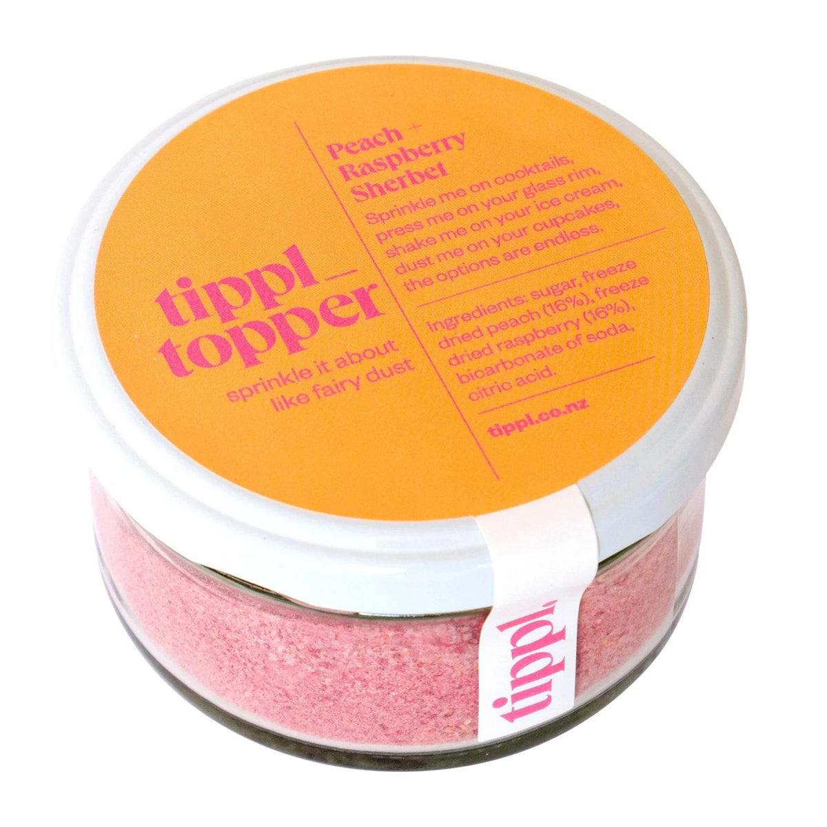 Tippl Topper peach and raspberry sherbet cocktail rimmer tin