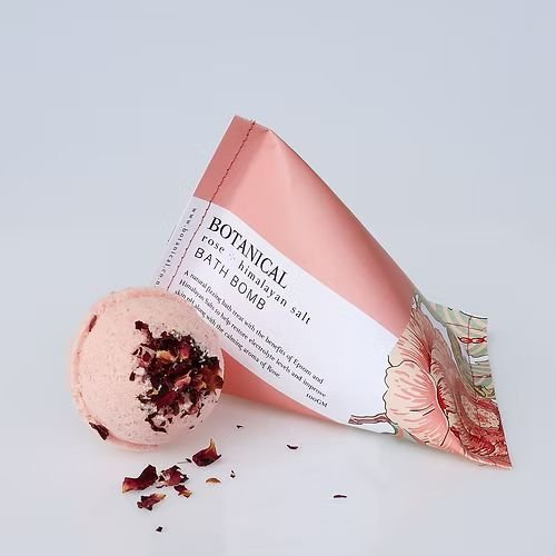 Botanical Skincare rose & Himalayan salt bath bomb with rose petals