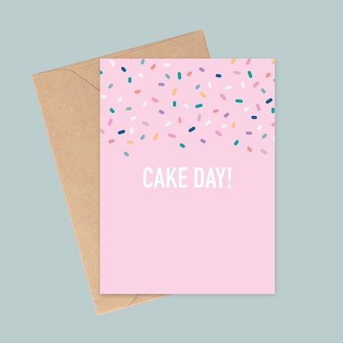 "Cake Day!" birthday greeting card with kraft envelope