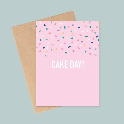 "Cake Day!" birthday greeting card with kraft envelope