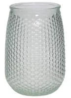 Textured clear glass flower vase