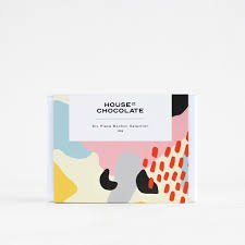 House of Chocolate 6 piece bonbons in a colourful gift box