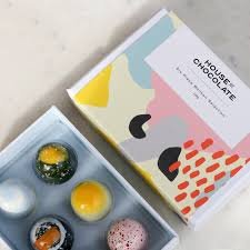 Open box of House of Chocolate 6 piece handmade bonbons