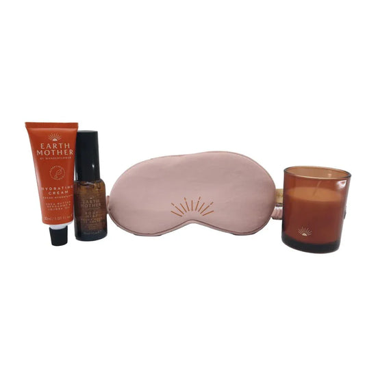 Wanderflower Earth Mother new mum gift set with eye mask, oil and candle