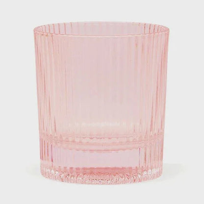 The Scout pink ribbed lowball glass