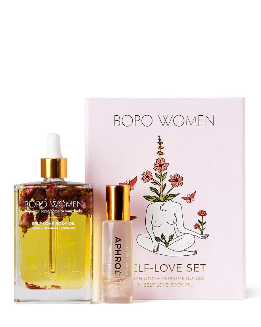 Bopo Women Self Love gift set with body oil and roller