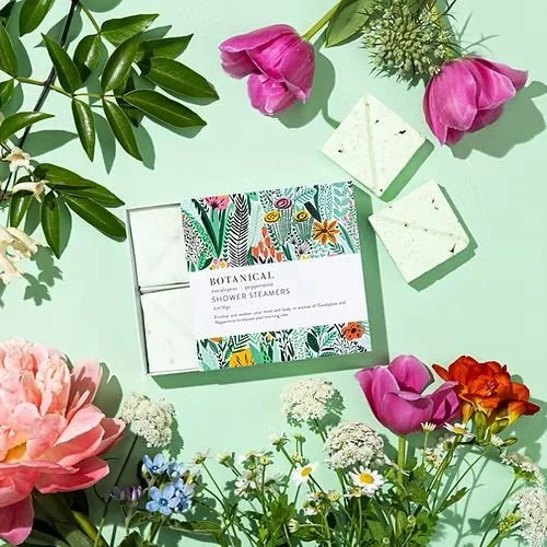 Botanical Skincare eucalyptus & peppermint shower steamers with flowers