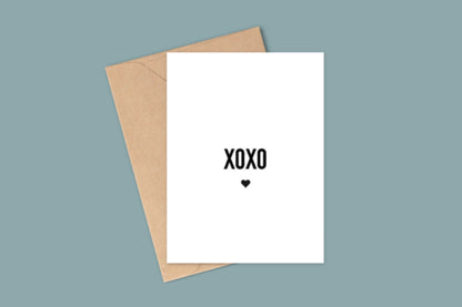 "XOXO" greeting card with kraft envelope